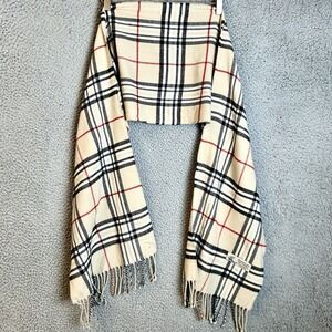 Cashmere Feel Nova Check Italy Wool Scarf Fringed